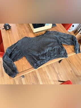 We The Free Charcoal Gray Ribbed Knit Top
